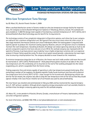 Low Temperature Refrigeration Article